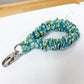 Scrunchie Keychain Wristlet Blue Daisy