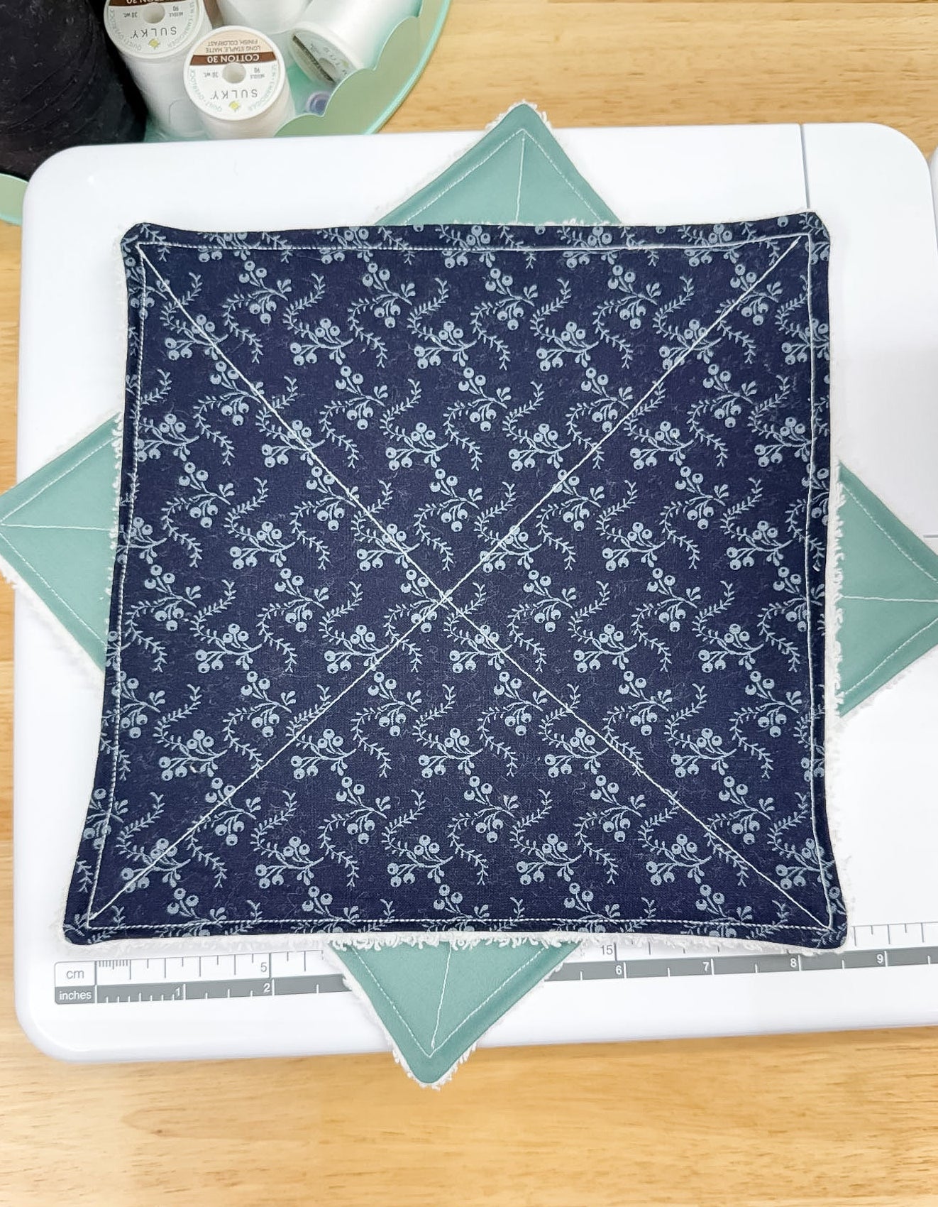 2-Pack Terry Cotton Dish Cloth Navy Leaf