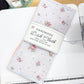Handmade dish cloth with floral pattern on a sewing machine