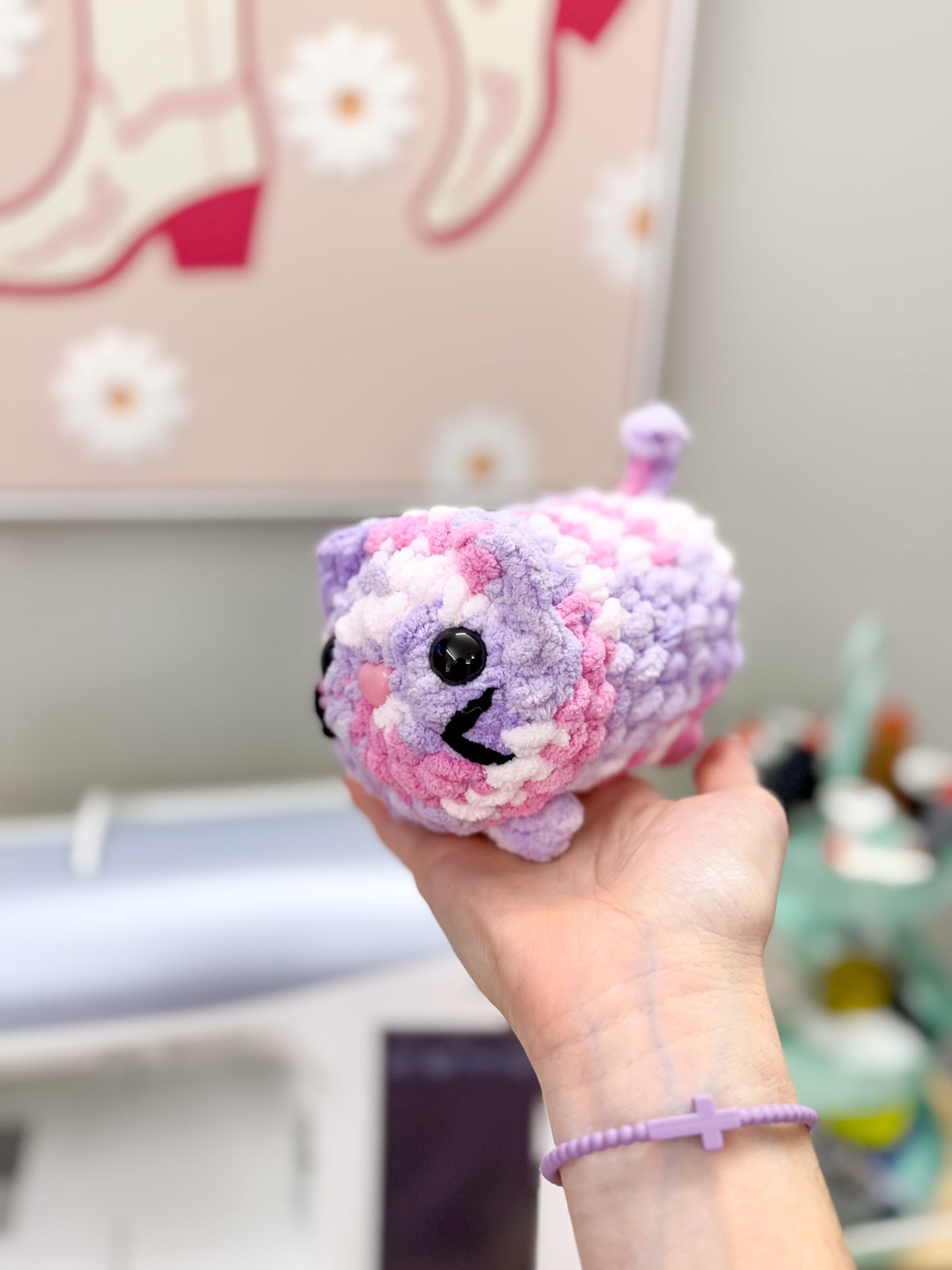 Pink & Purple Crochet Cat Plushie