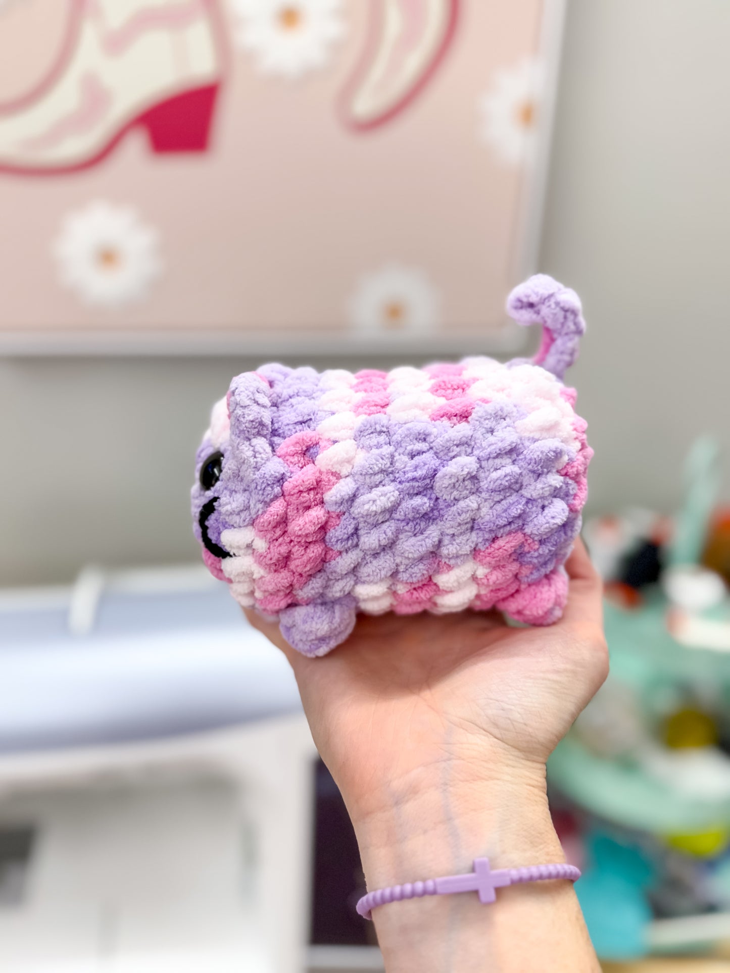 Pink & Purple Crochet Cat Plushie