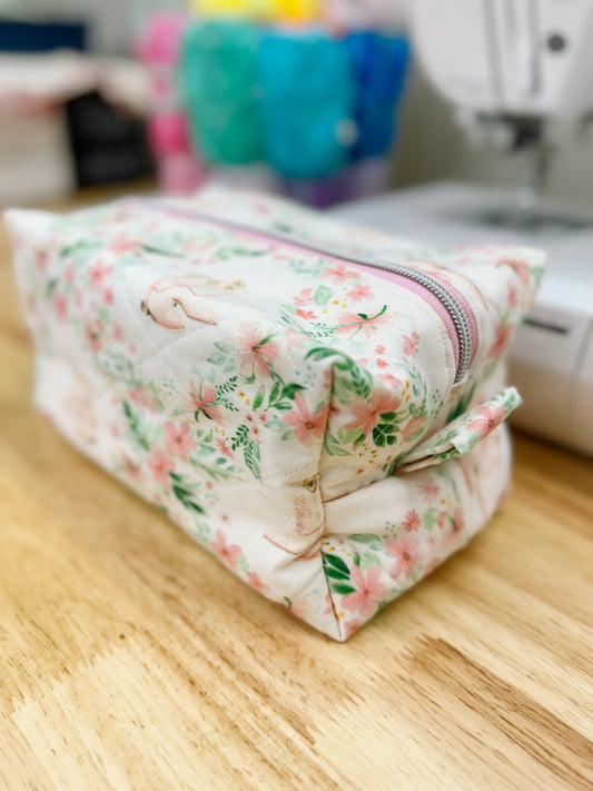 Pink Cowboy Boots & Green Floral Large Boxy Bow Bag