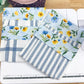 Hanging Dish Towel SET of 2 Blue Floral Blue Plaid
