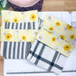 Hanging Dish Towel SET of 2 Yellow Sunflower Black