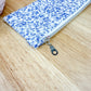 Blue & White Floral Flat Quilted Bow Pouch