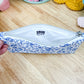Blue & White Floral Flat Quilted Bow Pouch