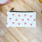 White Cherry Dot Flat Quilted Bow Pouch