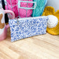 Blue & White Floral Flat Quilted Bow Pouch