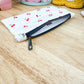 White Cherry Dot Flat Quilted Bow Pouch