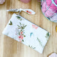 Boho Floral Blush Flat Quilted Bow Pouch