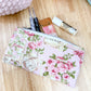 Pink Rose Tea Set Flat Quilted Bow Pouch
