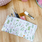 White Wildflower Flat Quilted Bow Pouch