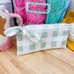 Green Checkered Flat Quilted Bow Pouch