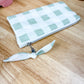 Green Checkered Flat Quilted Bow Pouch
