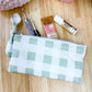 Green Checkered Flat Quilted Bow Pouch