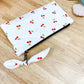 White Cherry Dot Flat Quilted Bow Pouch