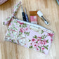 Pink Rose Tea Set Flat Quilted Bow Pouch