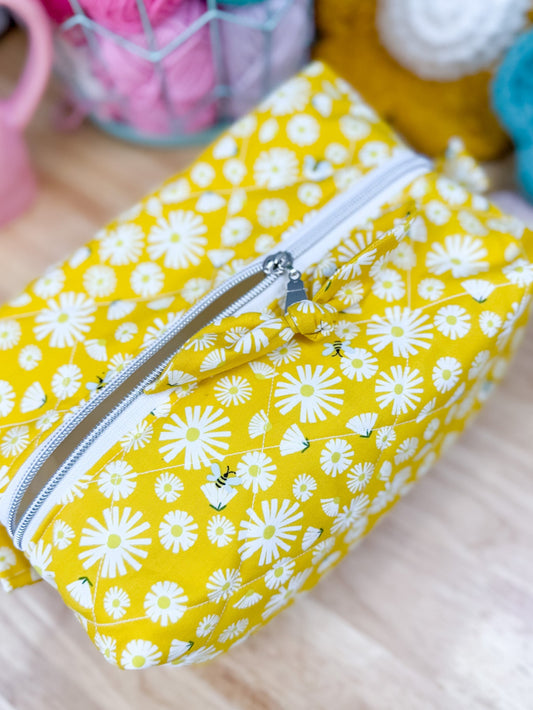Yellow Bee Large Quilted Bow Bag