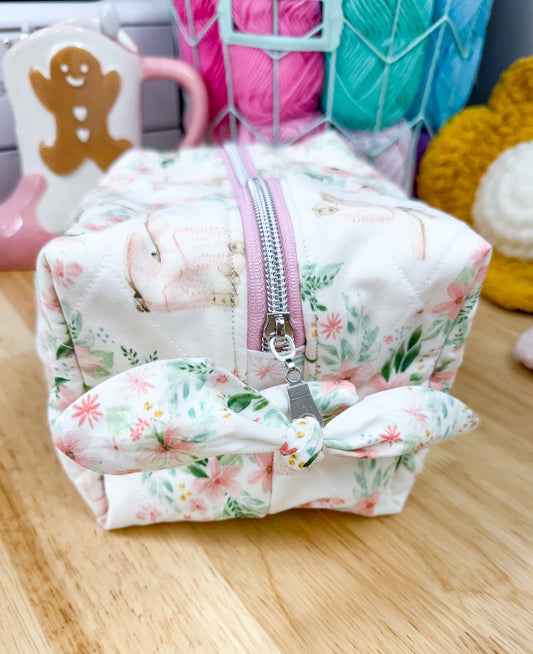 Pink Cowboy Boots & Green Floral Large Boxy Bow Bag