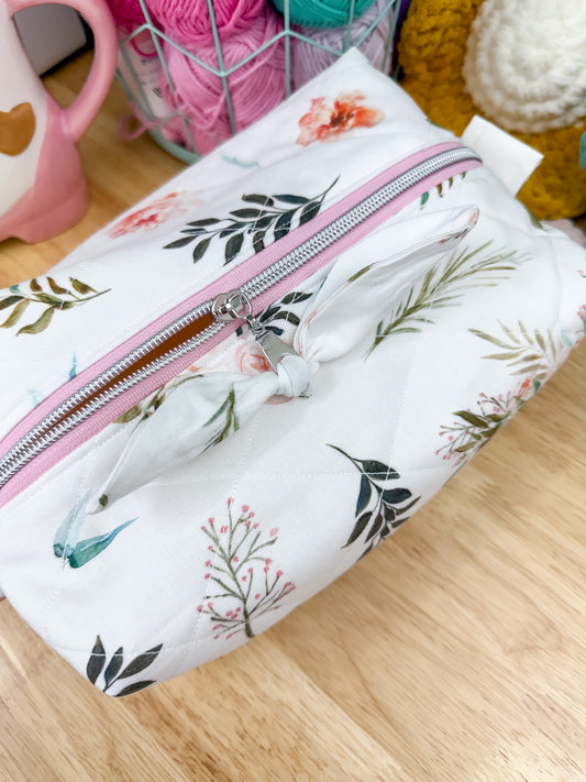 Boho Floral Blush Quilted Bow Bag