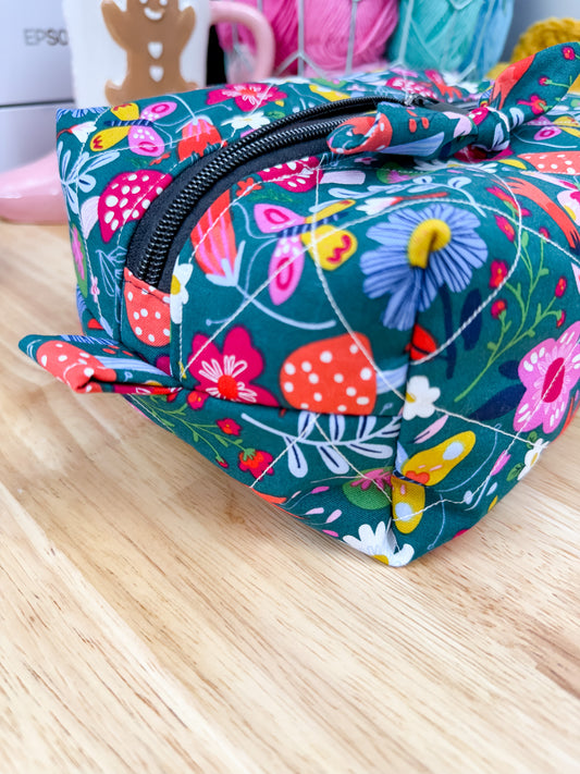 Green Mushroom Large Quilted Bow Bag