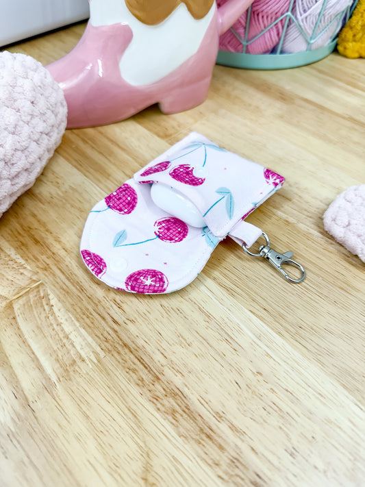 Pink Disco Cherry AirPods Case Keychain