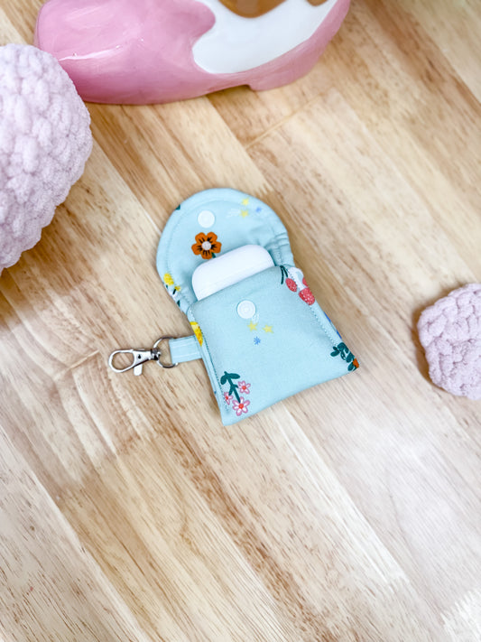 Mint Green Snail Earbuds Case Keychain
