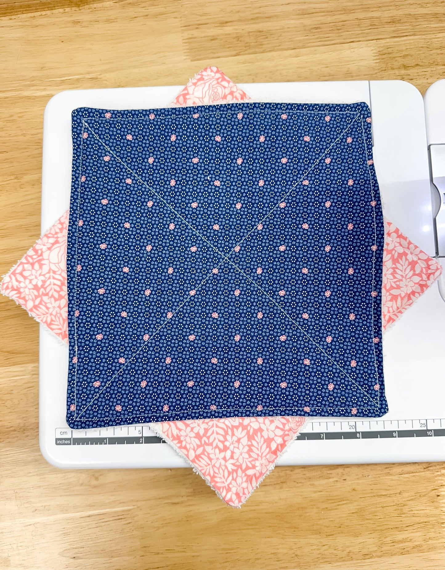 2-Pack Terry Cotton Dish Cloth Ditsy Blue Leafy Pink