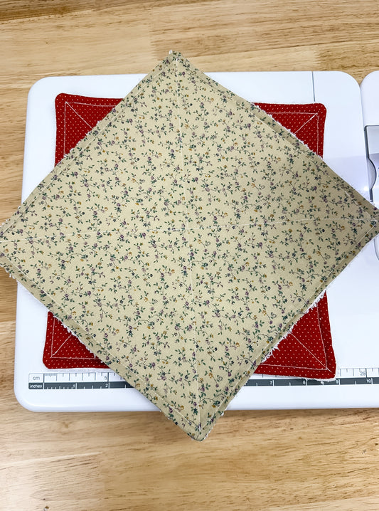 2-Pack Terry Cotton Dish Cloth Ditsy Floral Orange Dot