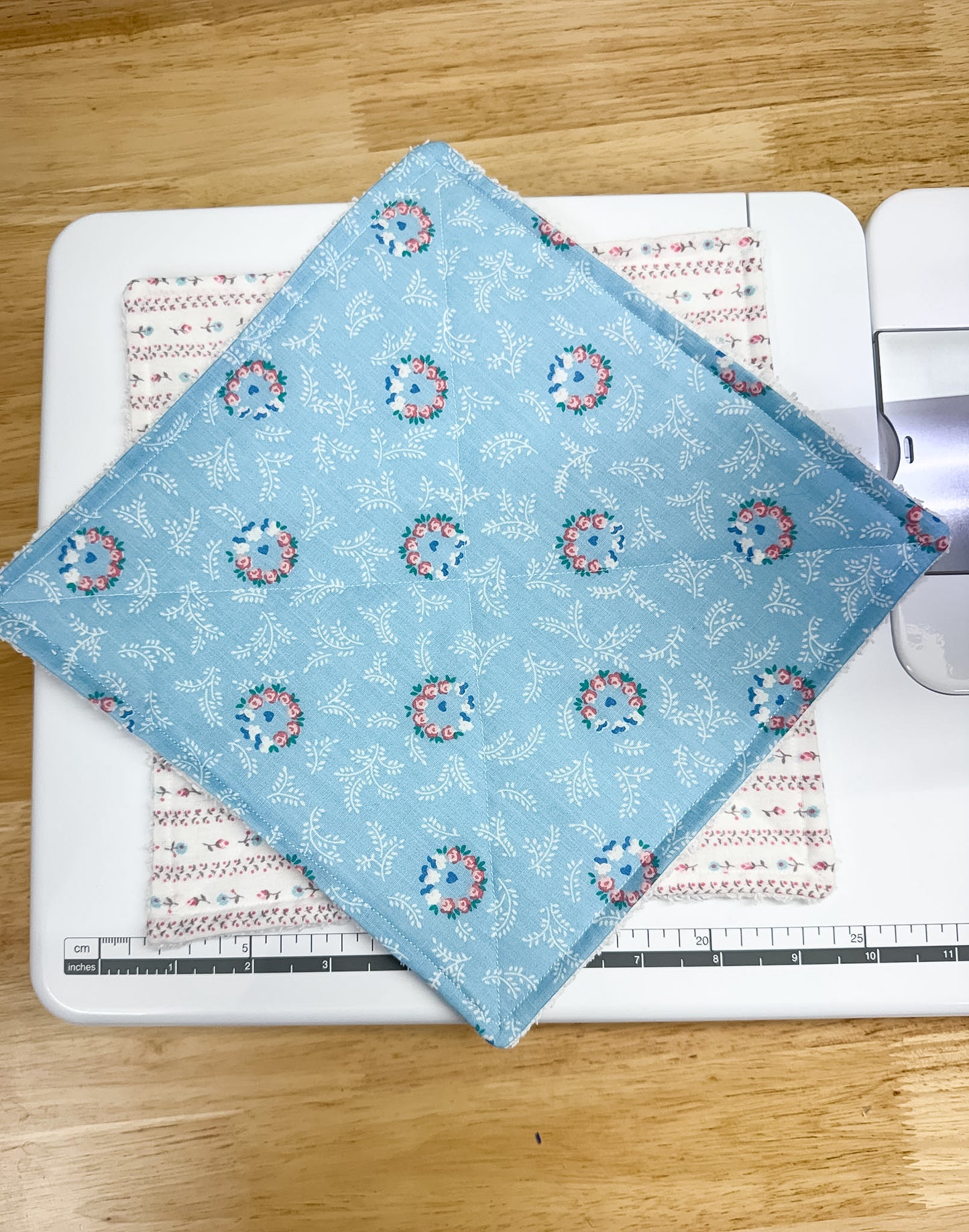2-Pack Terry Cotton Dish Cloth Baby Blue Floral