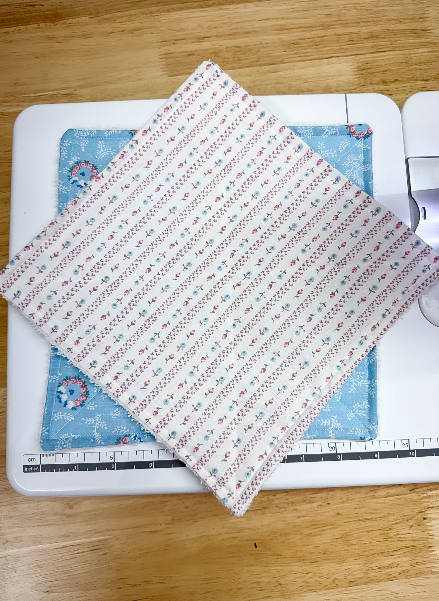 2-Pack Terry Cotton Dish Cloth Baby Blue Floral