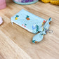 Mint Mushroom Quilted Bow Keychain Wallet