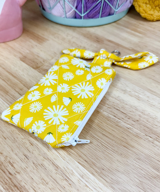Yellow Bee Quilted Bow Keychain Wallet