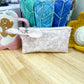 Light Pink Floral Flat Quilted Bow Pouch