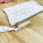 Light Pink Floral Flat Quilted Bow Pouch