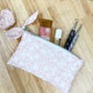 Light Pink Floral Flat Quilted Bow Pouch