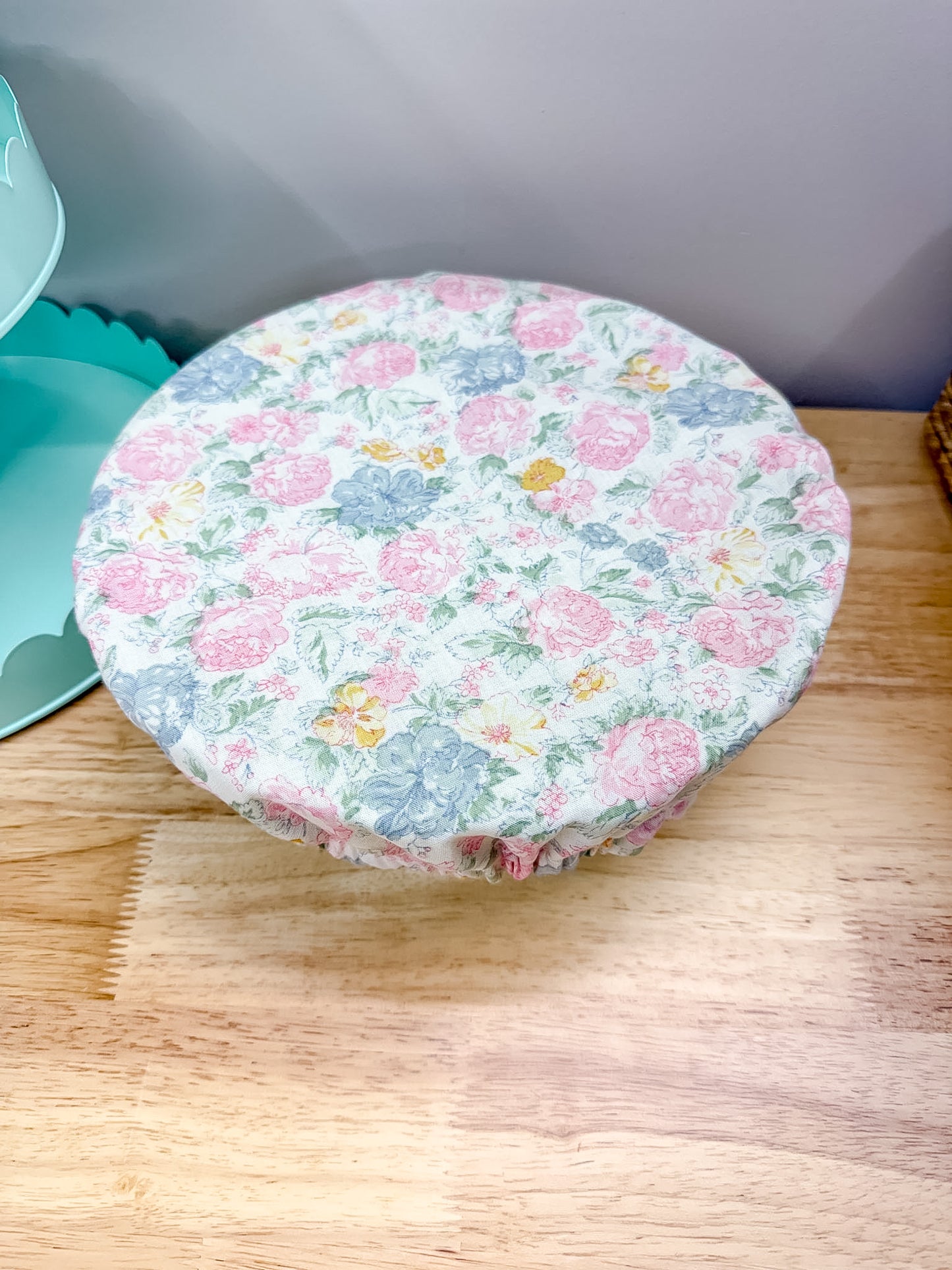 Reversible Bowl Cover LARGE Vintage Rose/Green Leaf