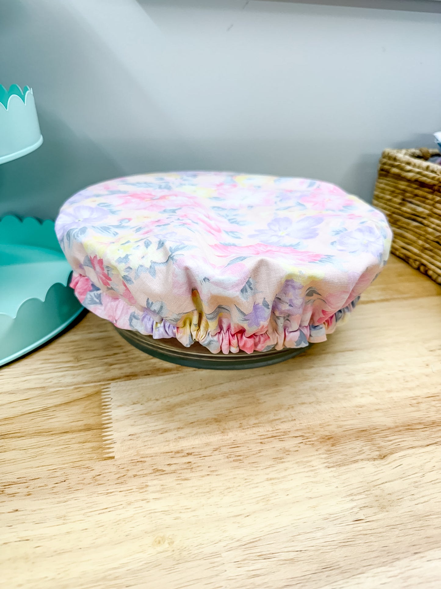 Reversible Bowl Cover LARGE Purple Watercolor Floral
