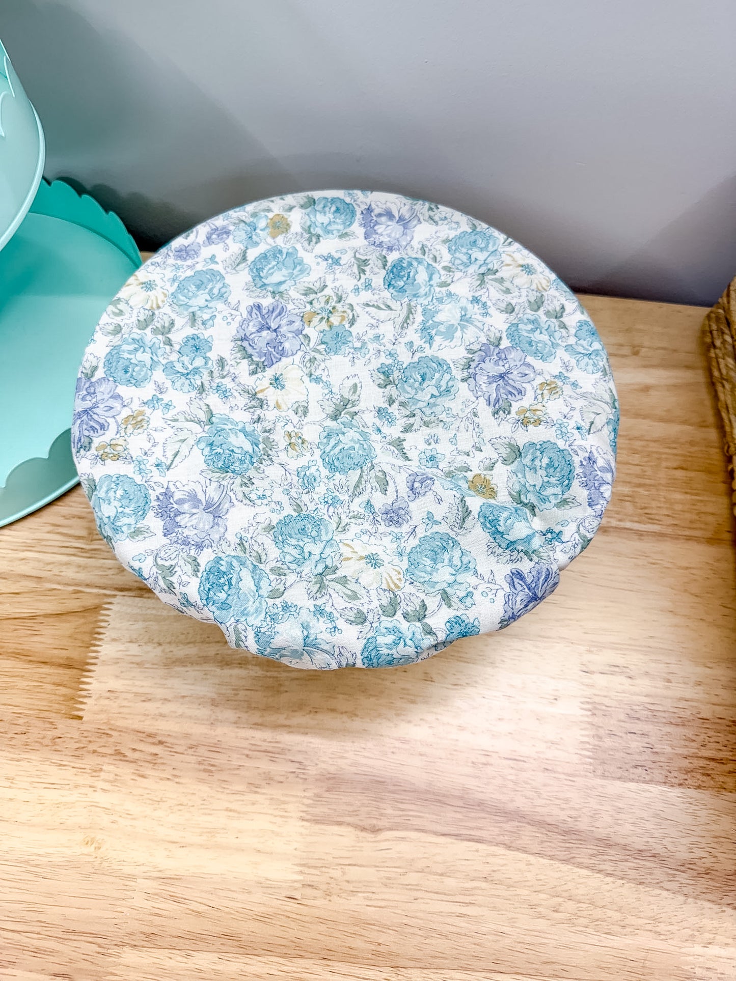 Reversible Bowl Cover LARGE Vintage Blue Rose