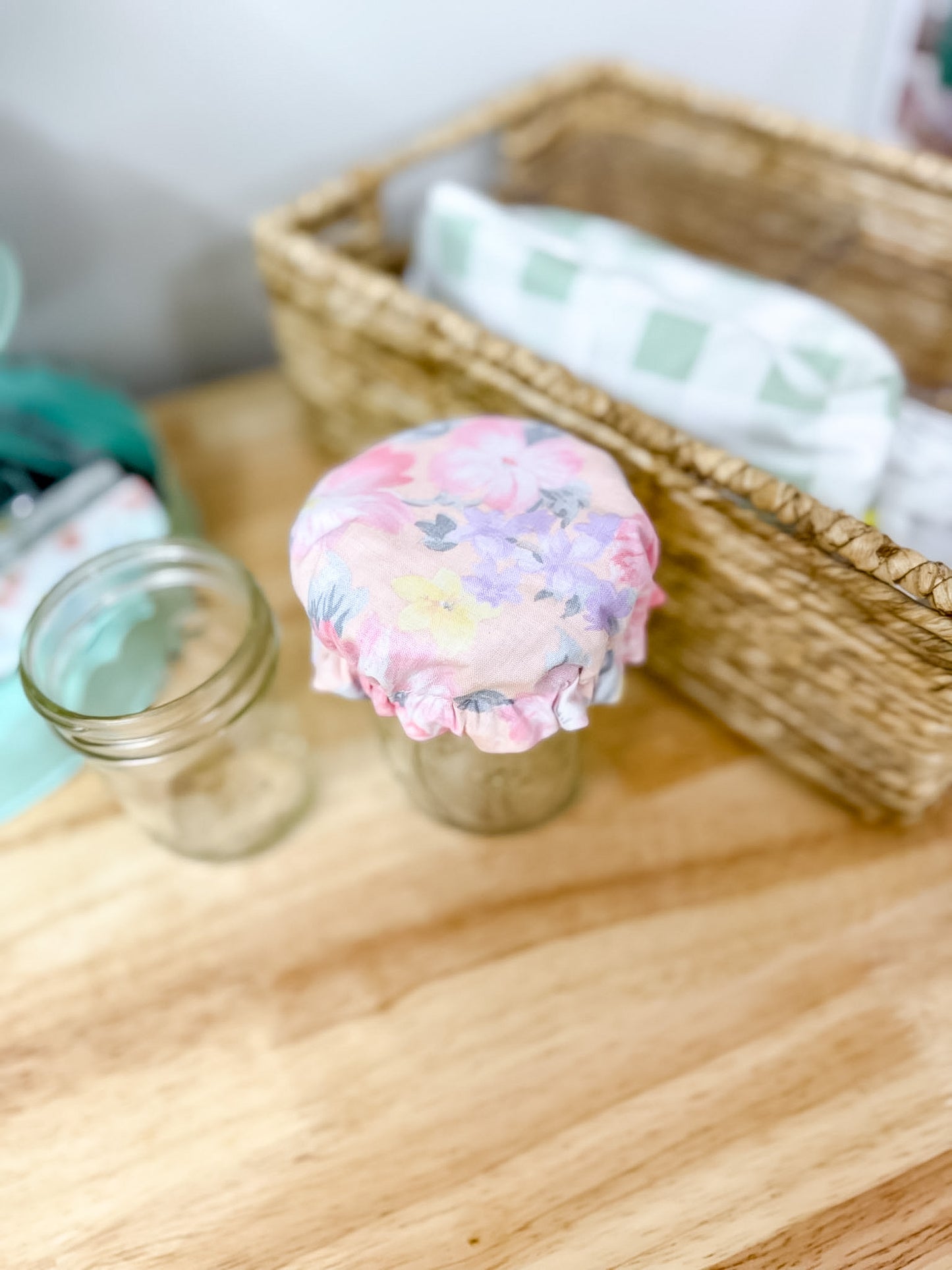 Reversible Jar Cover Purple Watercolor Floral