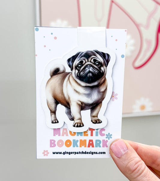 Fawn Pug Dog Magnetic Bookmark
