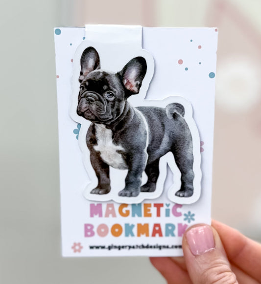 Gray French Bulldog Magnetic Bookmark