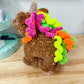 Brown Confetti Rainbow Unicorn Crochet Plushie