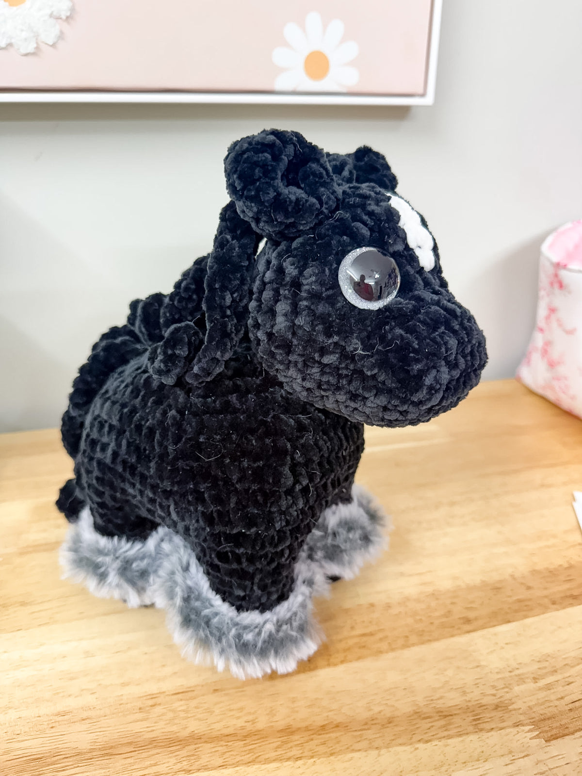 Black Pony Crochet Plushie