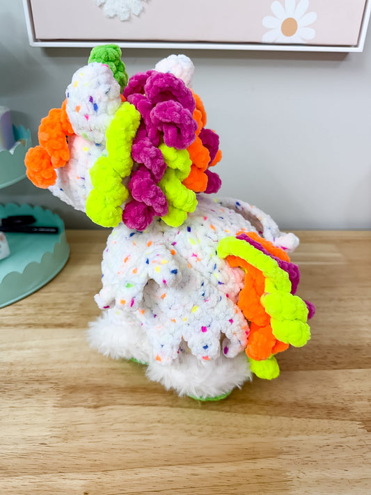 White Confetti Unicorn Crochet Plushie