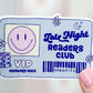 Late Night Readers Pass Sticker, Smiley Face Reading Sticker