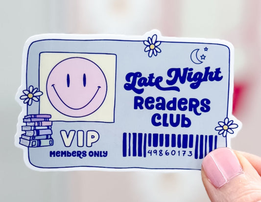 Late Night Readers Pass Sticker, Smiley Face Reading Sticker