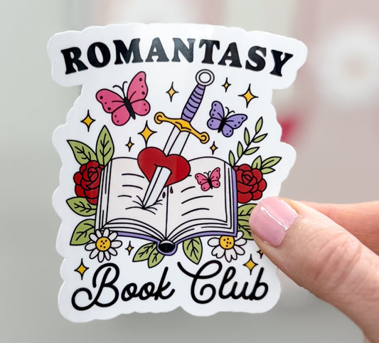 Romantasy Book Club Sticker, Cute Reading Sticker, Large Reading Sticker