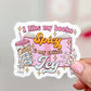 I Like My Books Spicy And My Coffee Icy Sticker, Pink Skull Reading Sticker