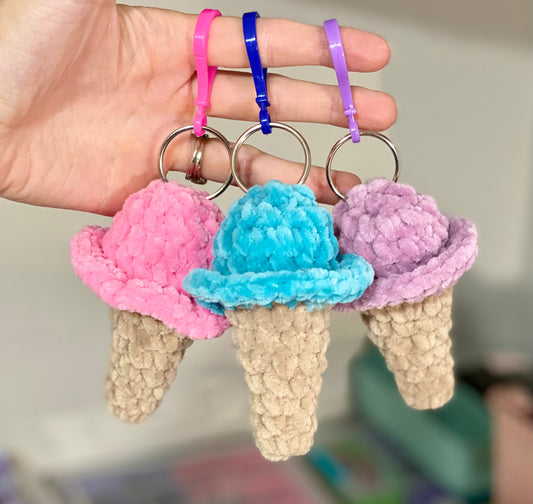 Ice Cream Keychain, Backpack Keychains for Kids, Ice Cream Cone Clip